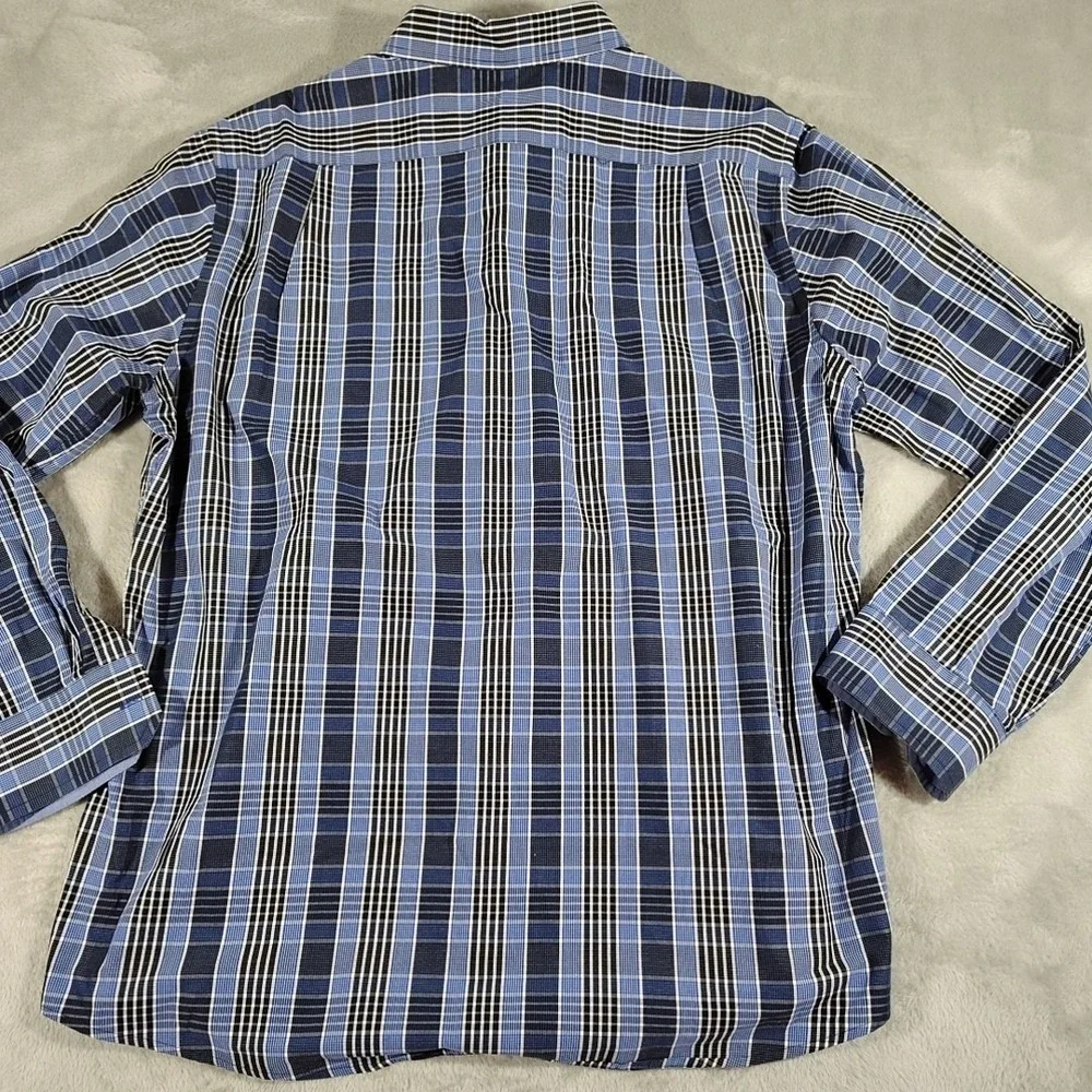 IZOD Shirt Men XL Blue Plaid Long Sleeve Button Down Preppy Work Office Classic